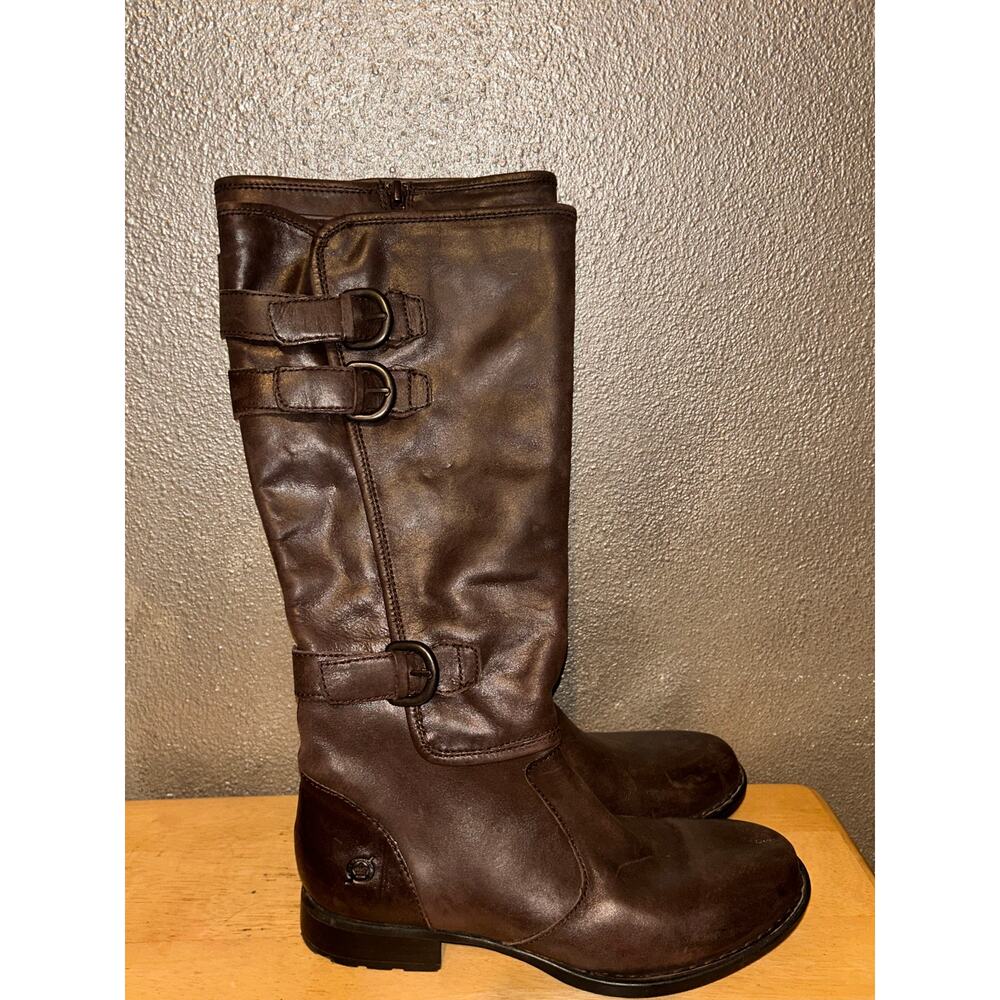 Born Leather Atilla Riding Boho Hippie Western Buckle Brown Boots B30623